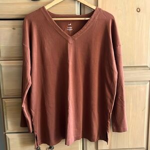 J.Jill spiced wine color tunic | Size M | Supima Cotton | V-Neck | 3/4 sleeved